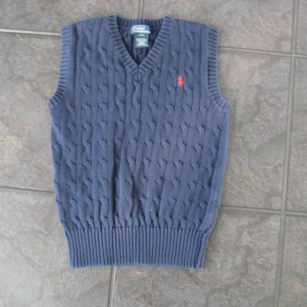 Kids Navy Polo by Ralph Lauren cable knit vest
